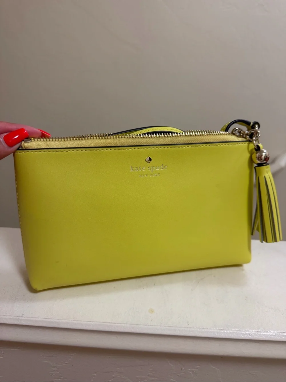 kate spade New York Yellow Leather Crossbody with Tassel